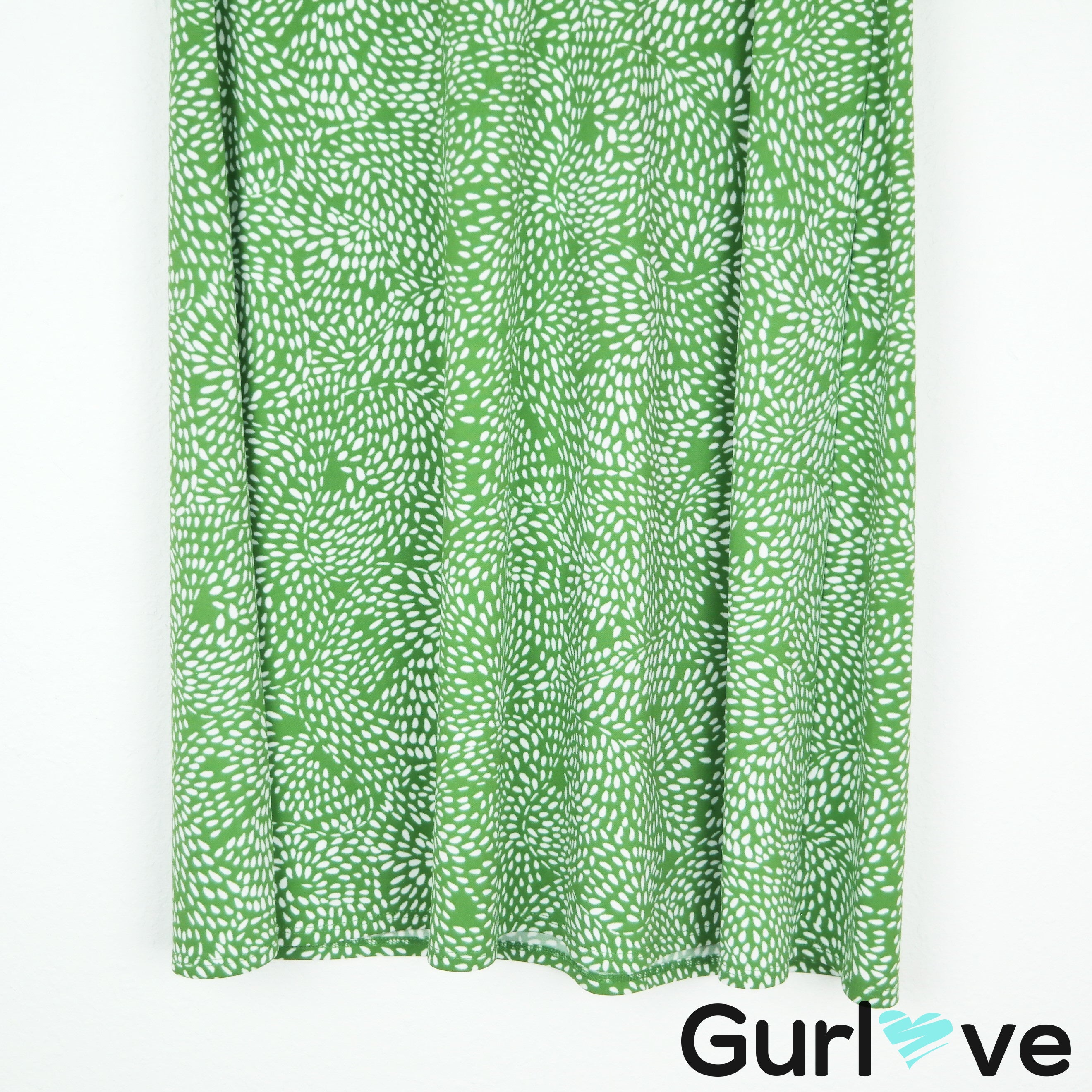 Ann Taylor LOFT Green Print Faux Wrap ...